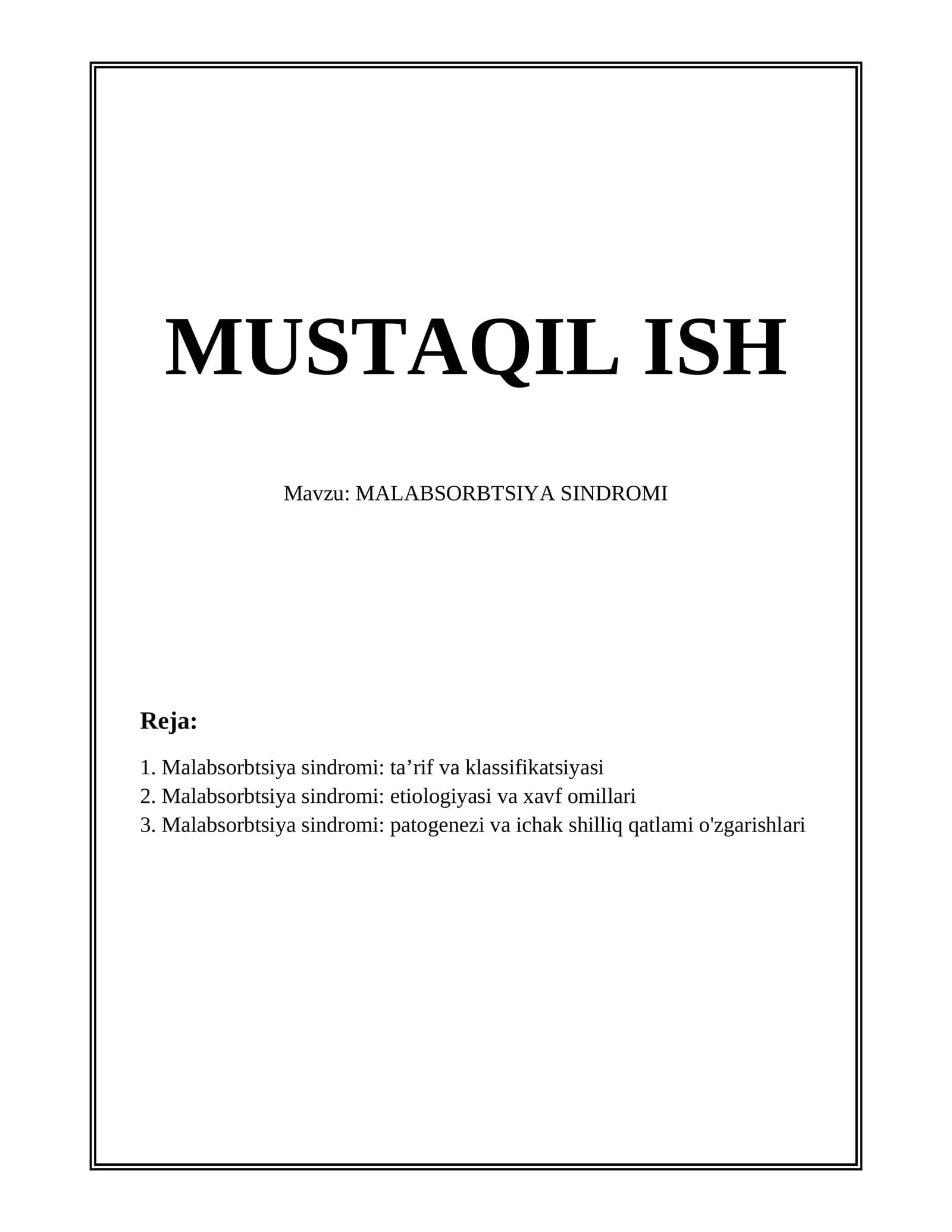 Malabsorbtsiya sindromi