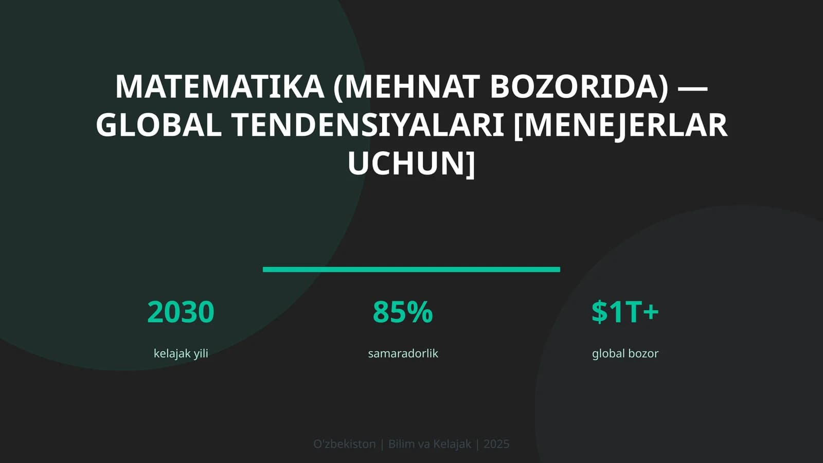 Matematika (mehnat bozorida) — global tendensiyalari [menejerlar uchun]