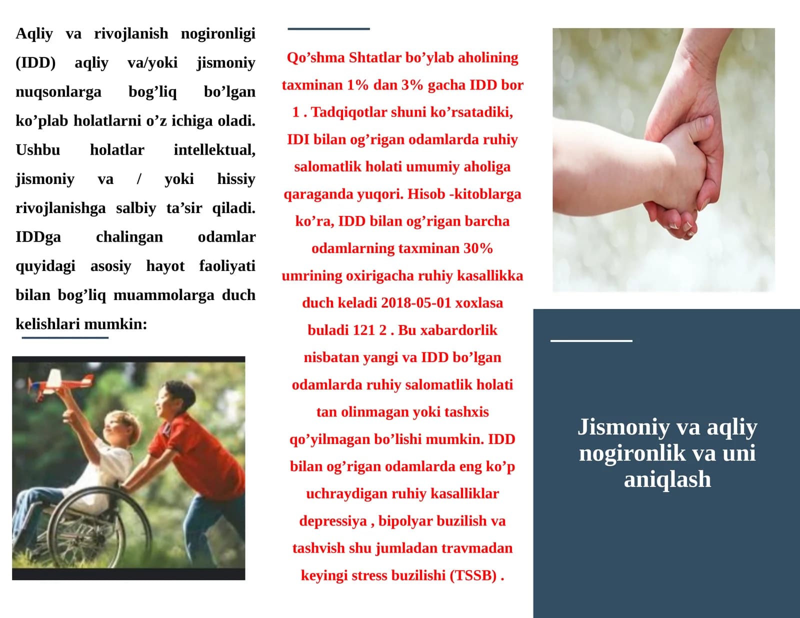 Aqliy va Rivojlanish Nogironligi (IDD)