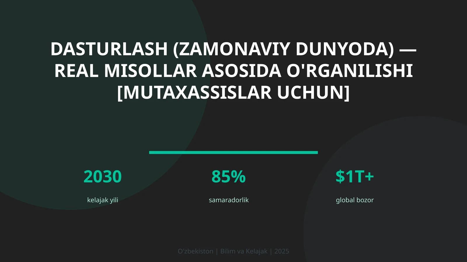 Dasturlash (zamonaviy dunyoda) — real misollar asosida o'rganilishi [mutaxassislar uchun]