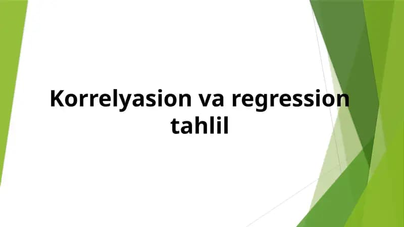 Korrelyasion va regression tahlil