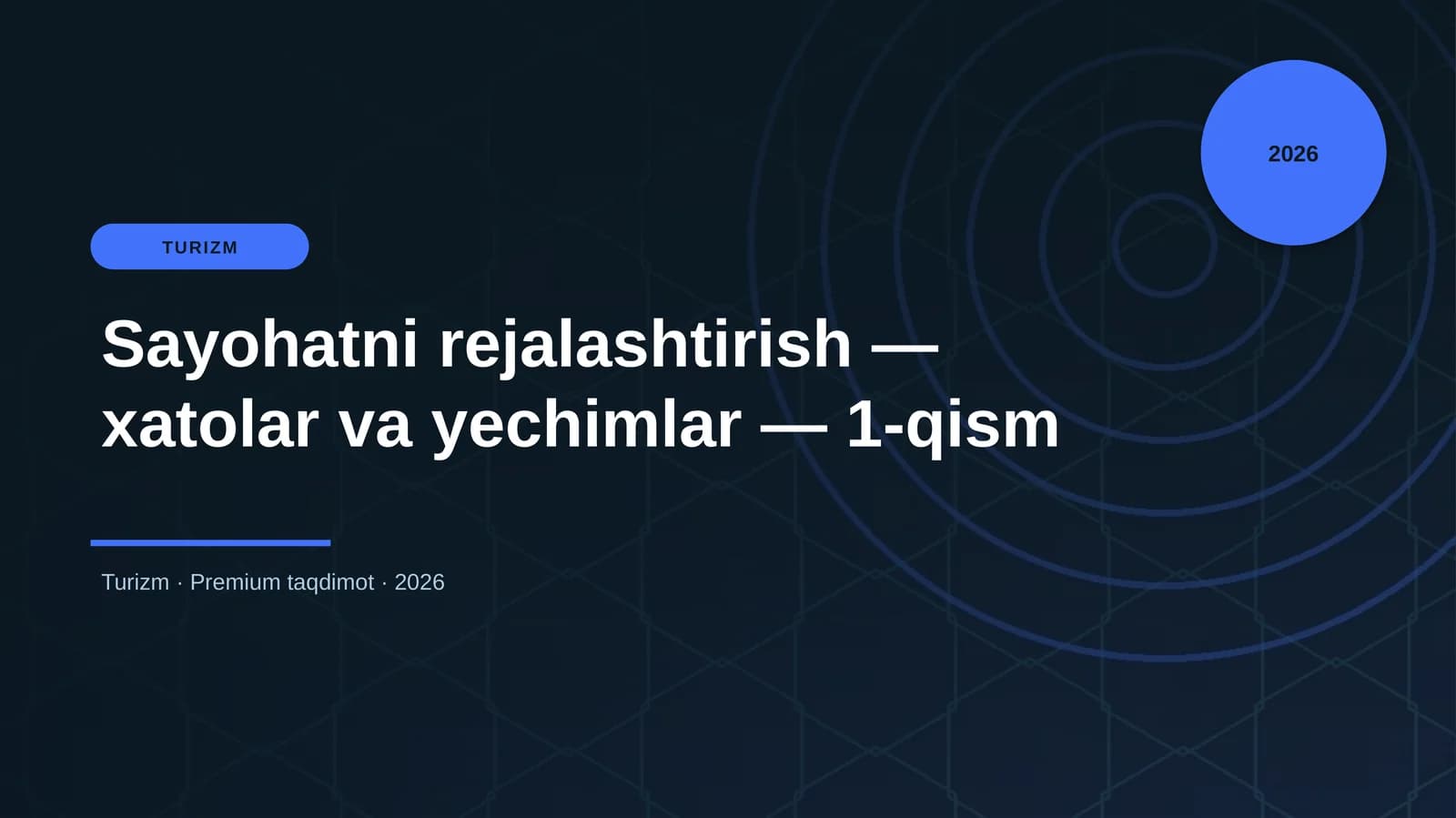 Sayohatni rejalashtirish — xatolar va yechimlar — 1-qism