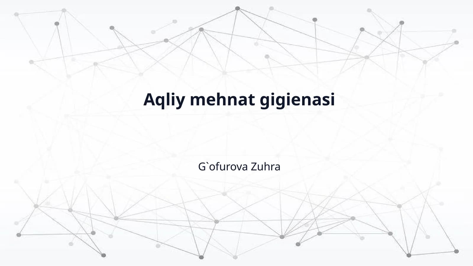 Aqliy mehnat gigienasi