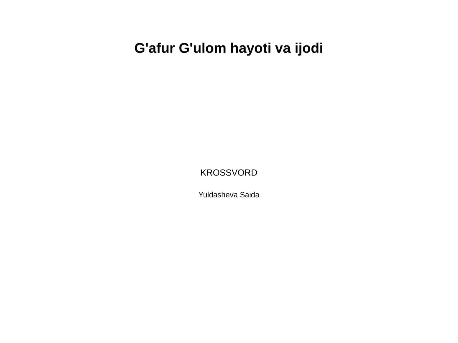 G'afur G'ulom hayoti va ijodi