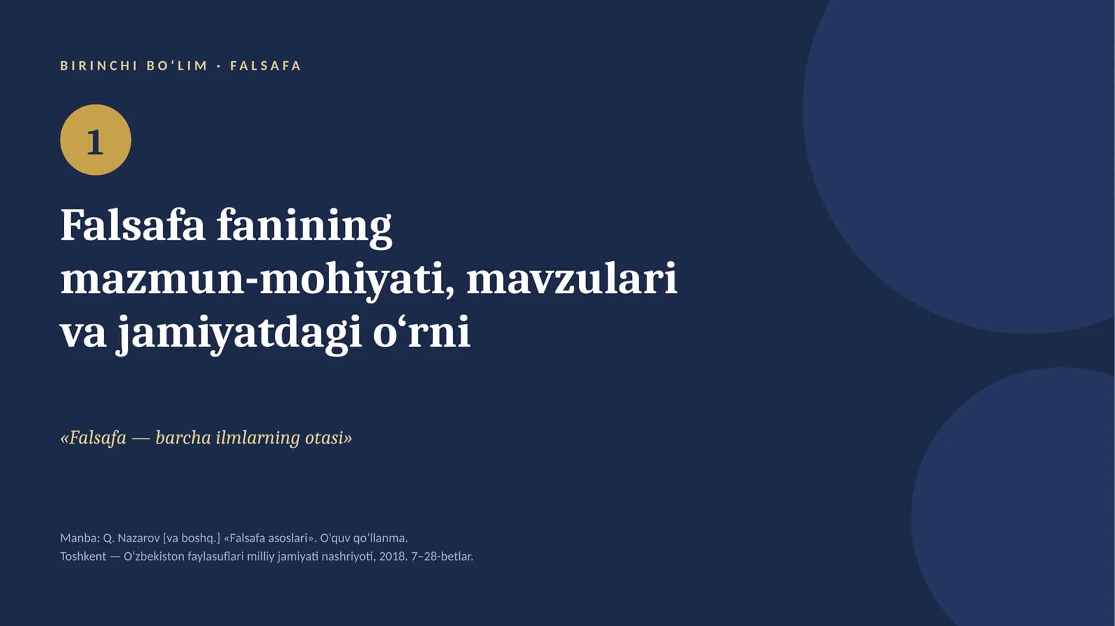 Falsafa fanining mazmun-mohiyati