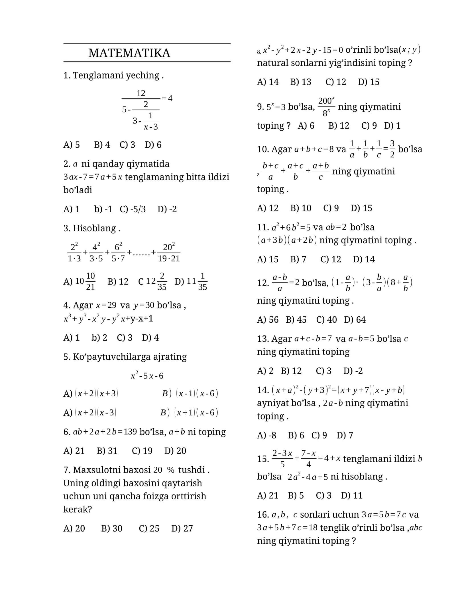 Matematika