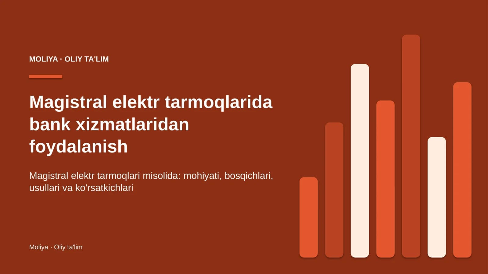 Magistral elektr tarmoqlarida bank xizmatlaridan foydalanish