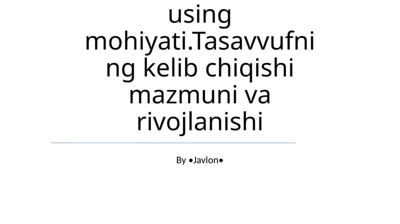 Sufizmning mohiyati