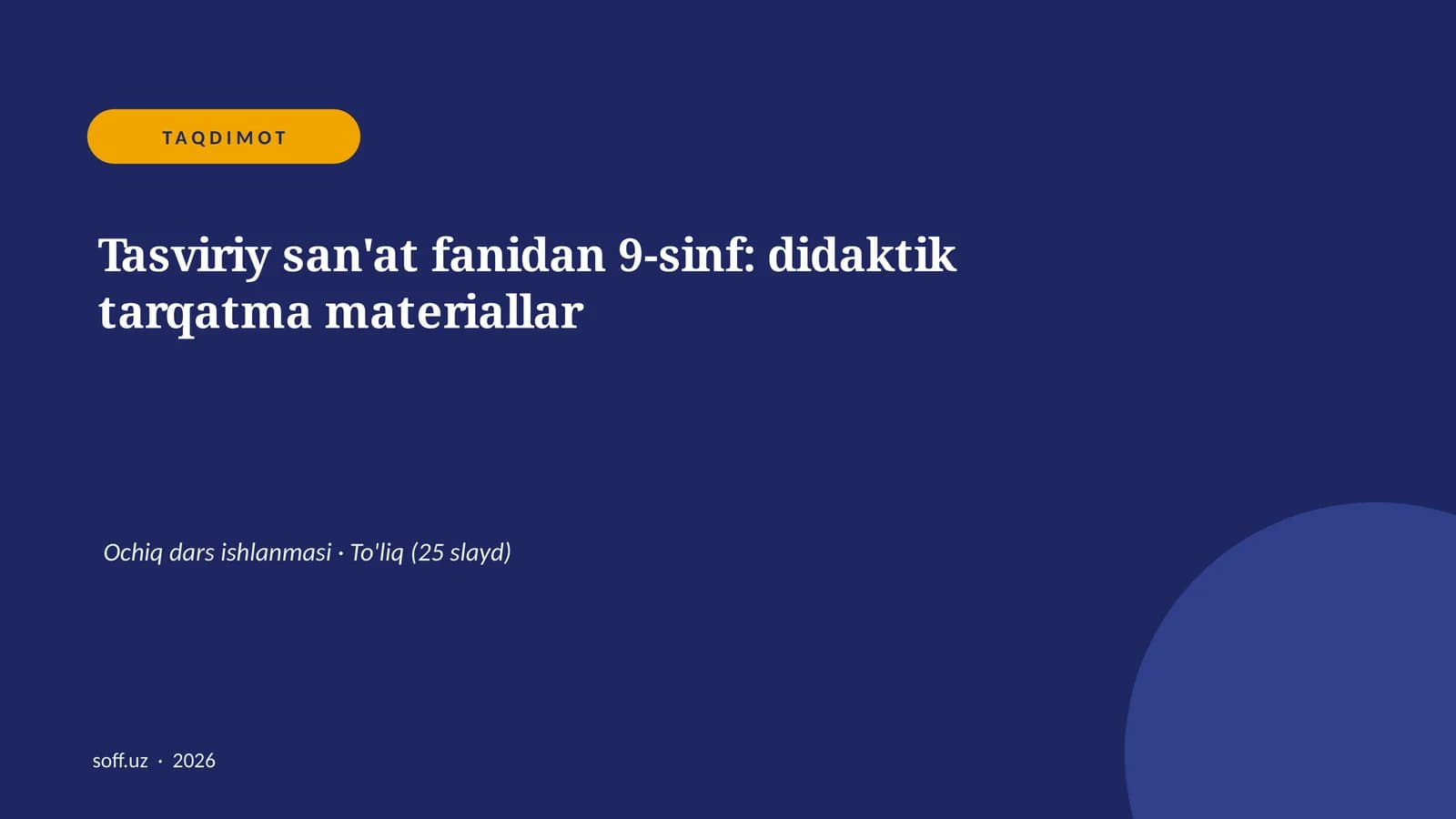 Tasviriy san'at fanidan 9-sinf: didaktik tarqatma materiallar