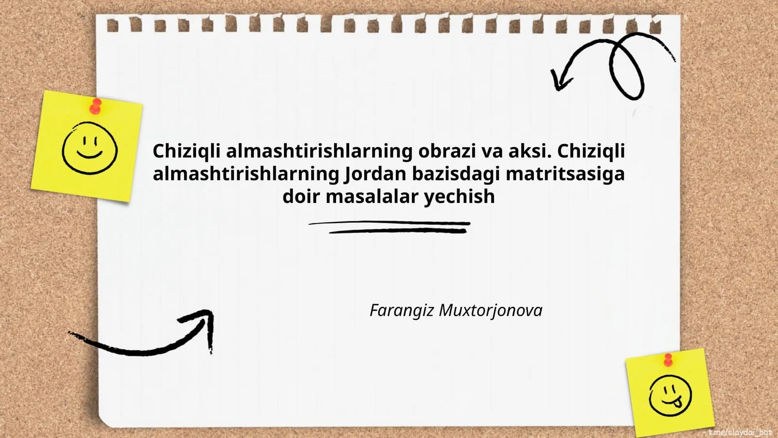Chiziqli almashtirishlarning obrazi va aksi