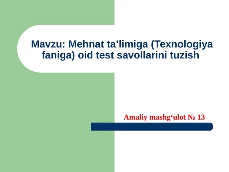 Test savollarini tuzish