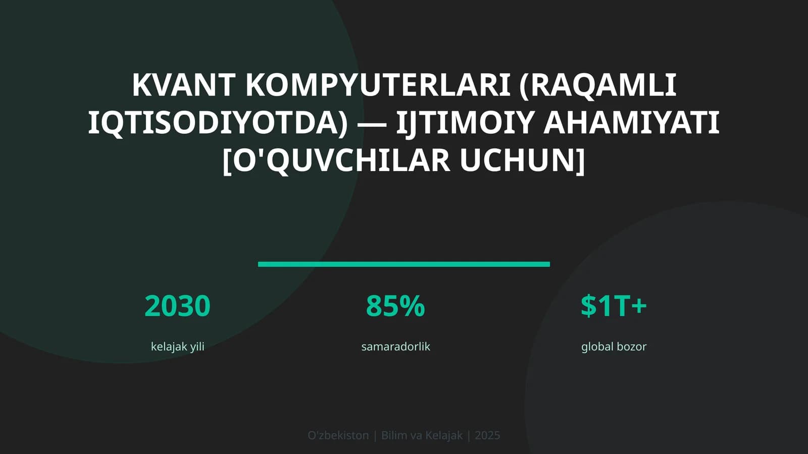 KVANT KOMPYUTERLARI (RAQAMLI IQTISODIYOTDA) — IJTIMOIY AHAMIYATI [O'QUVCHILAR UCHUN]