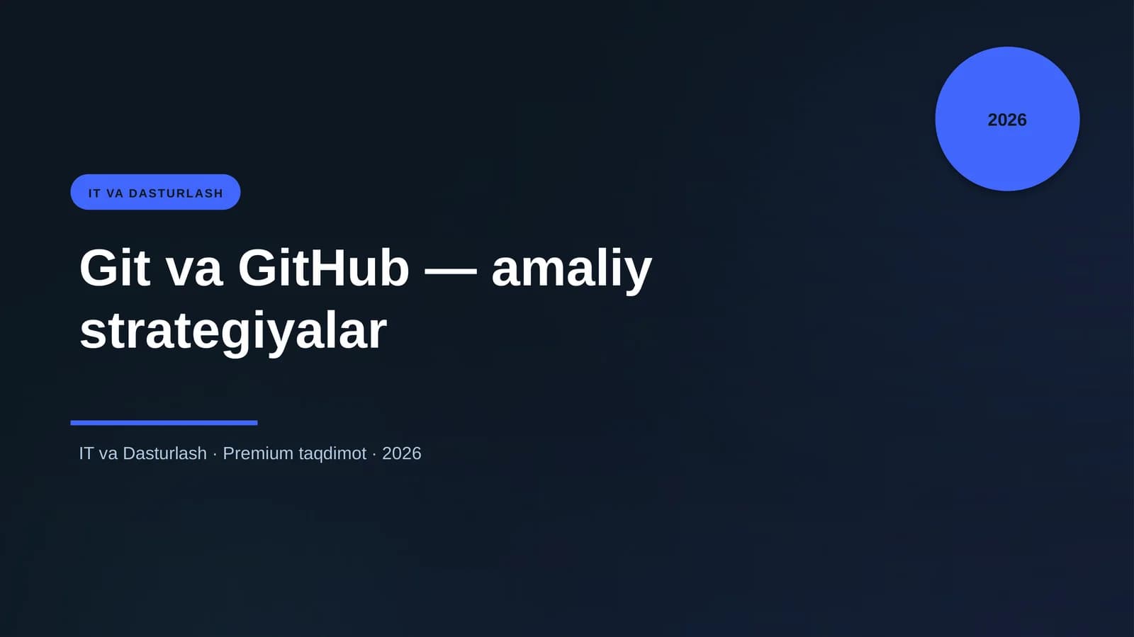 Git va GitHub — amaliy strategiyalar