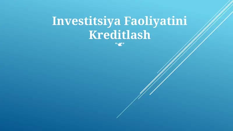 Investitsiya Faoliyatini Kreditlash