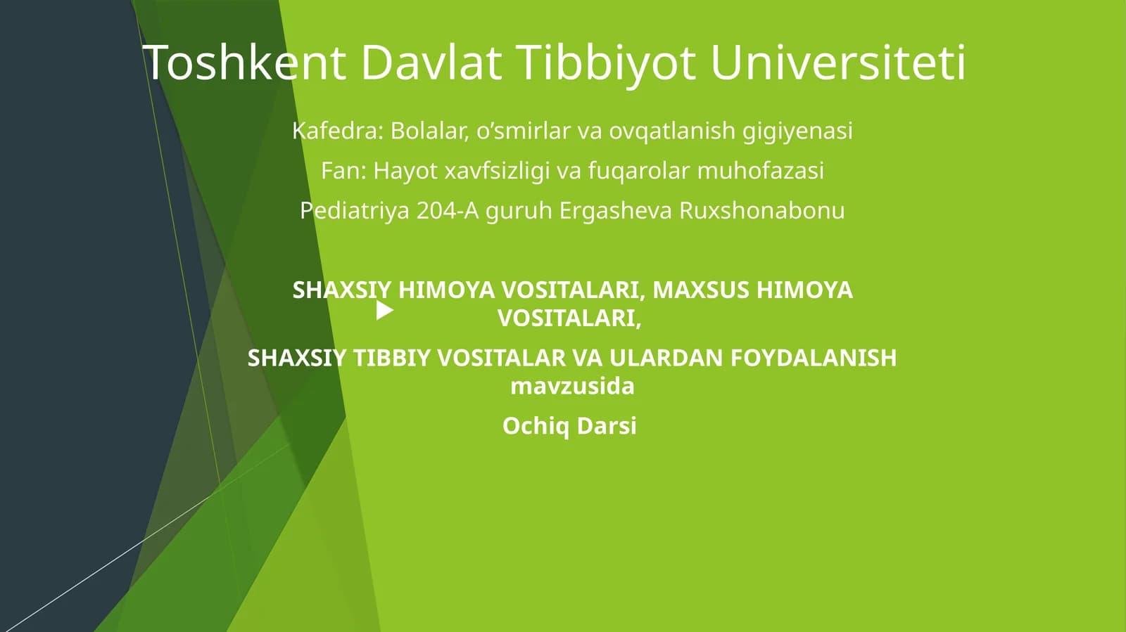 SHAXSIY HIMOYA VOSITALARI