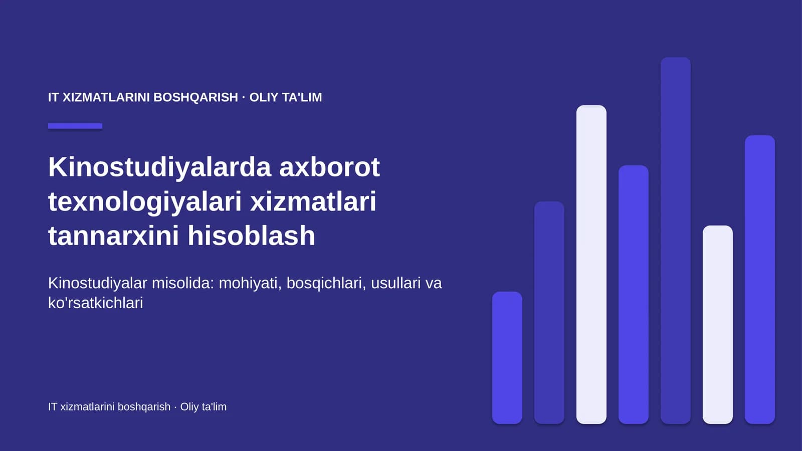 Kinostudiyalarda axborot texnologiyalari xizmatlari tannarxini hisoblash