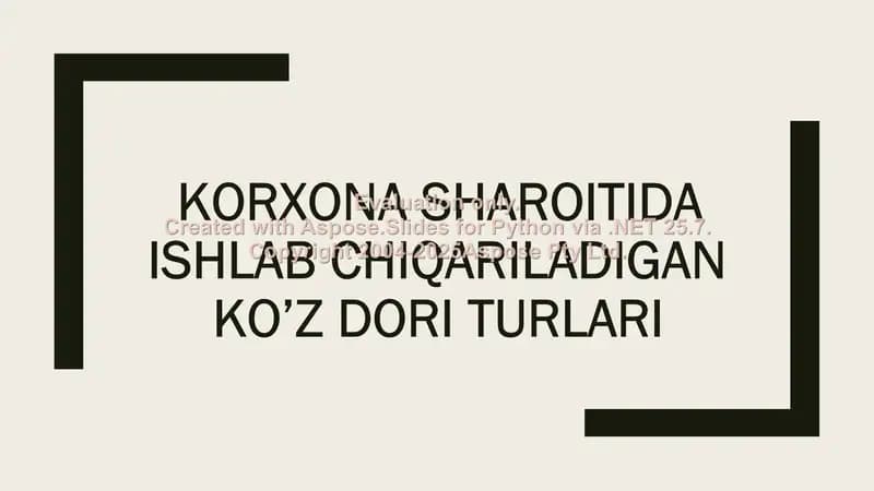 Ko'z dori turlari