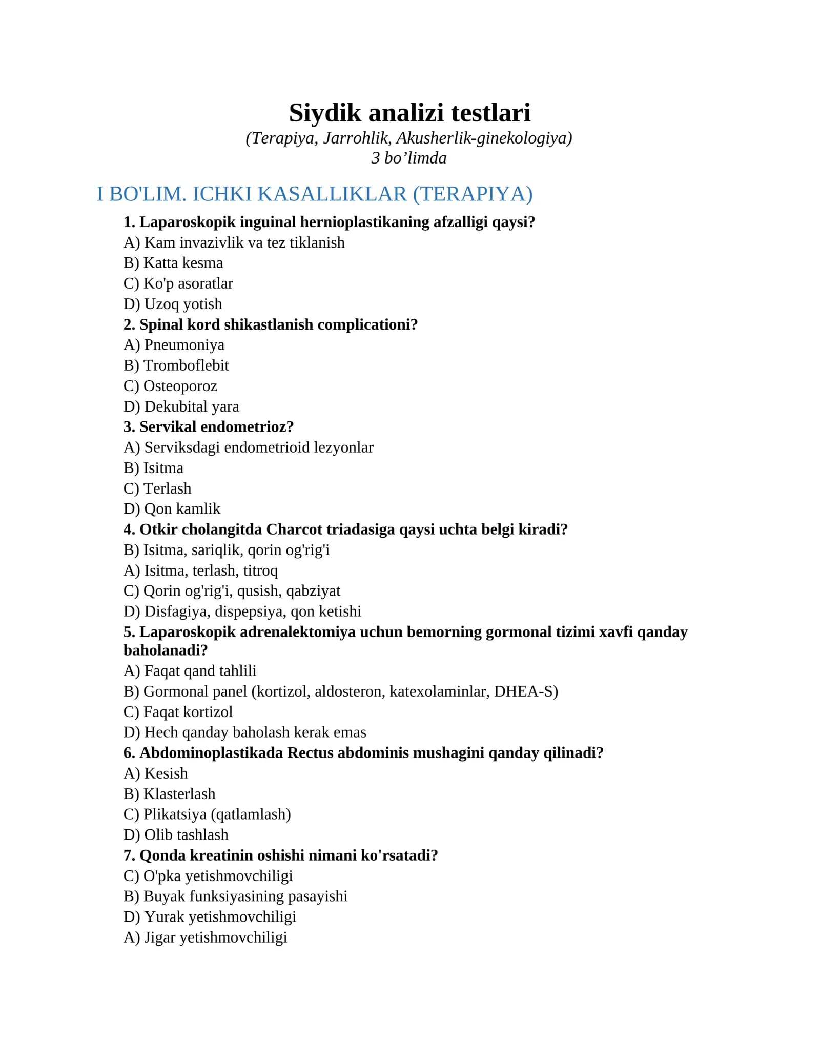 Siydik analizi testlari