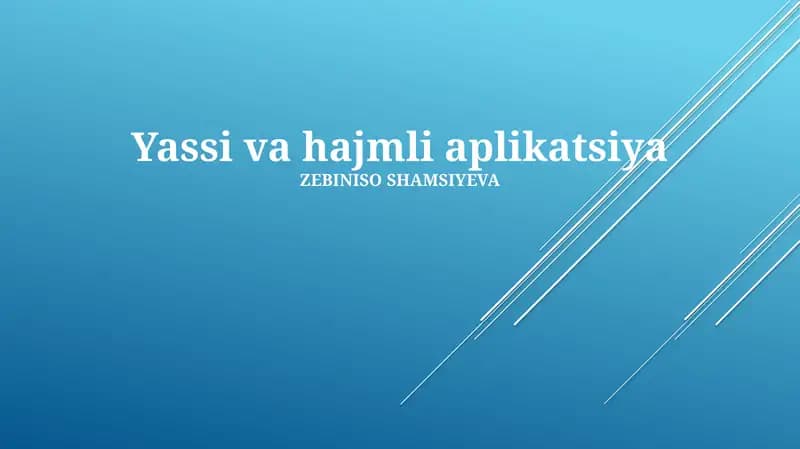 Yassi va hajmli aplikatsiya