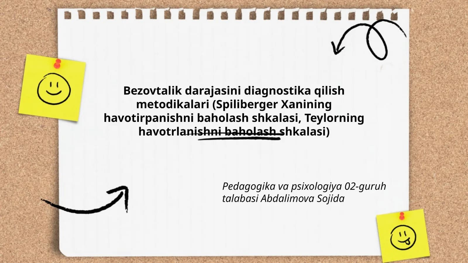 Bezovtalik darajasini diagnostika qilish metodikalari