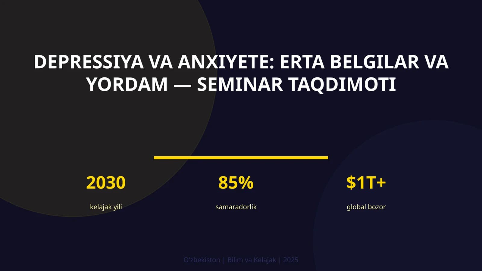 Depressiya va anxiyete: erta belgilar va yordam — seminar taqdimoti