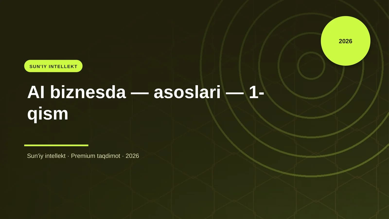 AI biznesda — asoslari — 1-qism