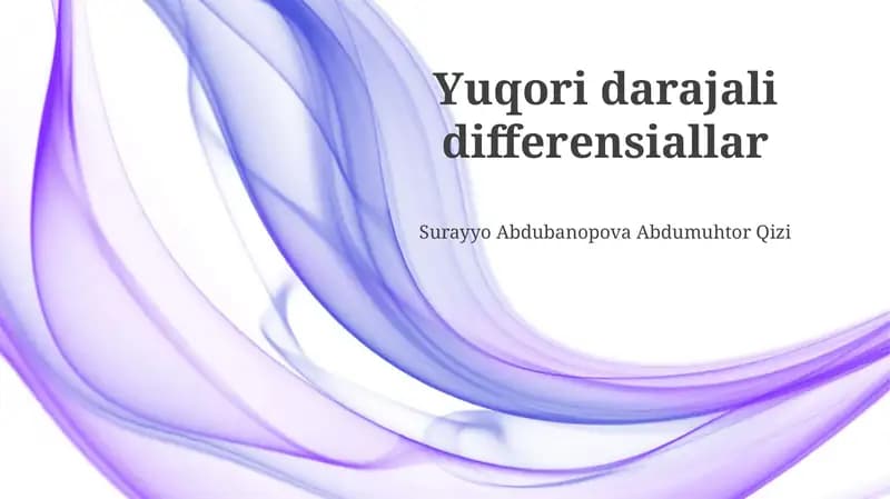 Yuqori darajali differensiallar