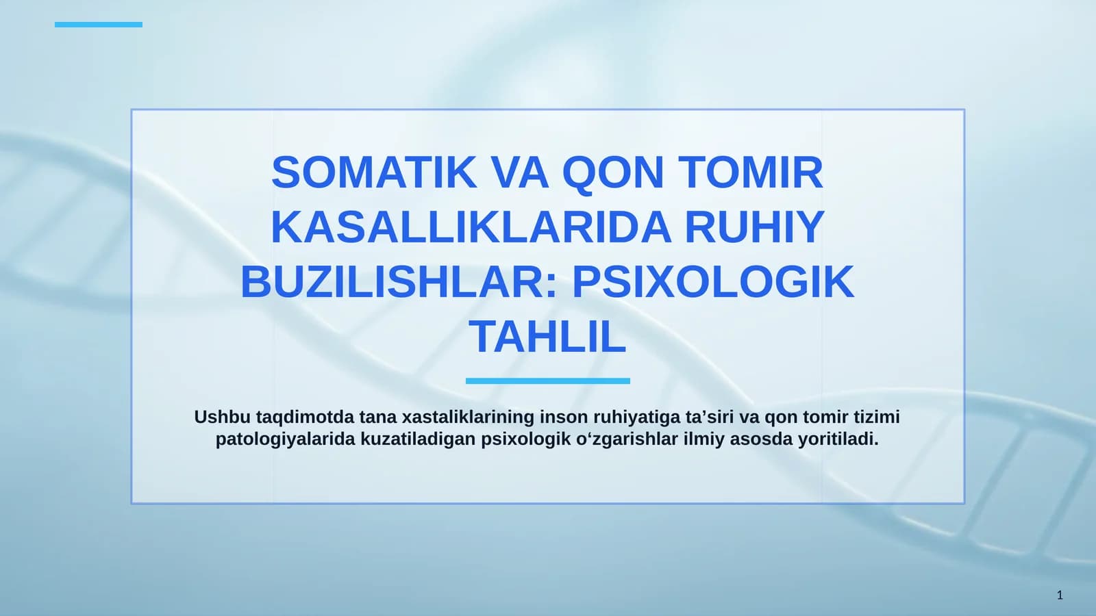 Somatik va qon tomir kasalliklarida ruhiy buzilishlar: psixologik tahlil