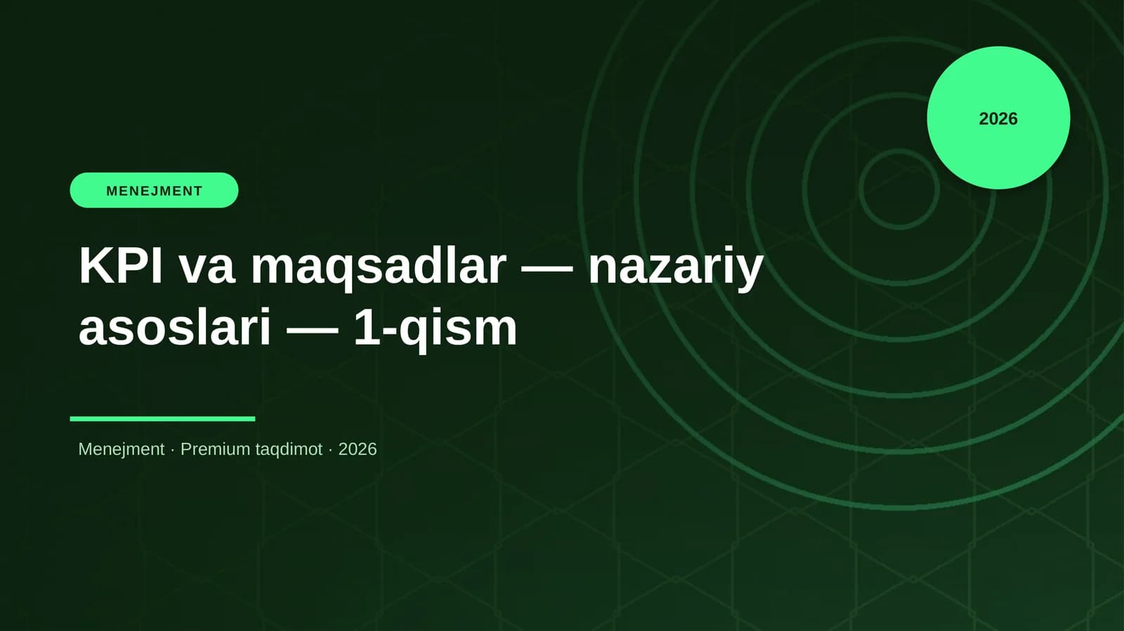 KPI va maqsadlar — nazariy asoslari — 1-qism