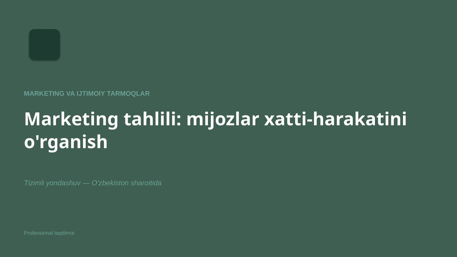 Marketing va Ijtimoiiy Tarmoqlar