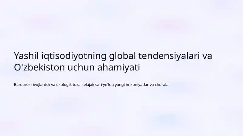 Yashil iqtisodiyot