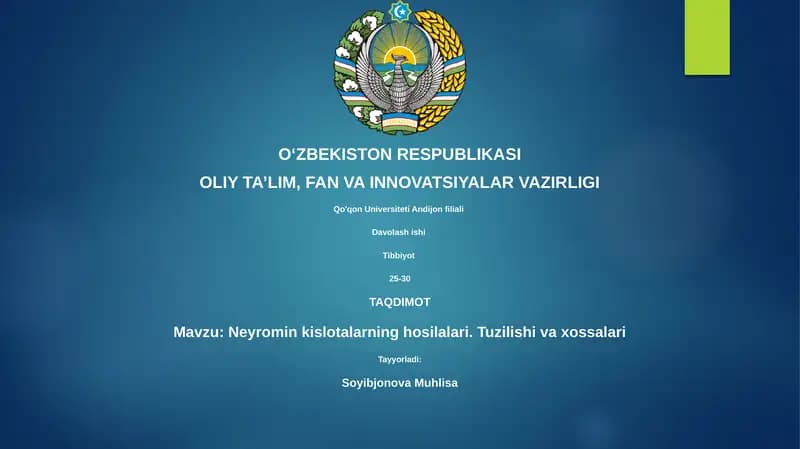 Neyromin kislotalarning hosilalari