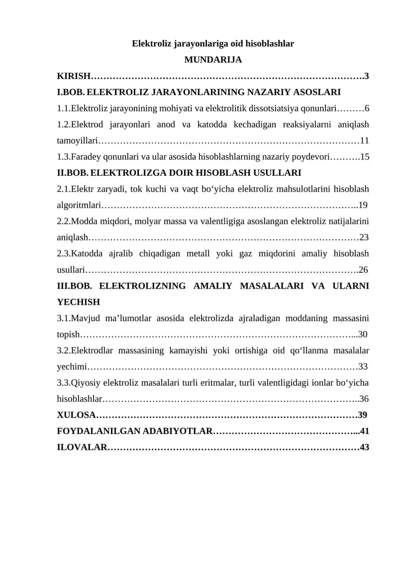 Elektroliz jarayonlariga oid hisoblashlar