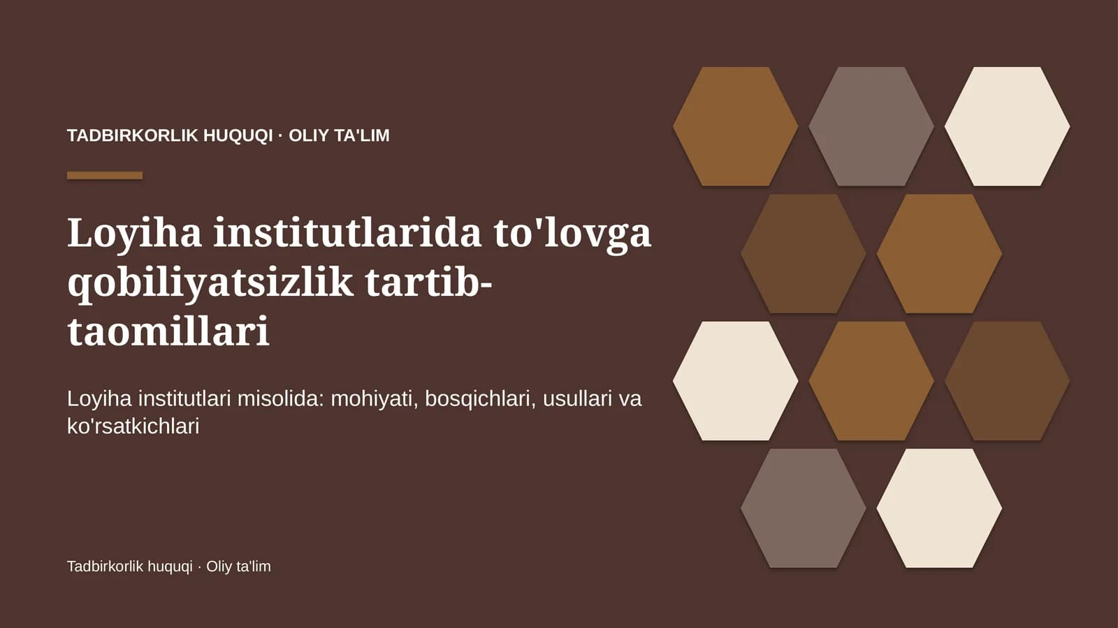 Loyiha institutlarida to'lovga qobiliyatsizlik tartib-taomillari