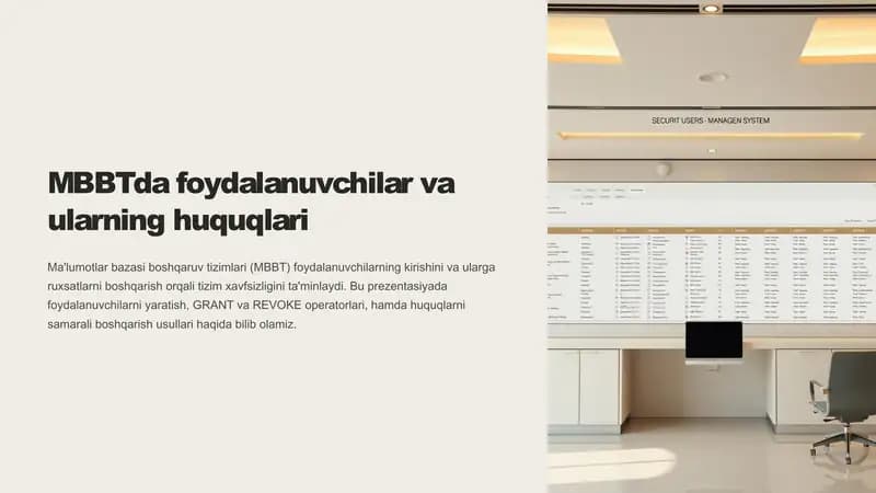 MBBTda foydalanuvchilar va ularning huquqlari