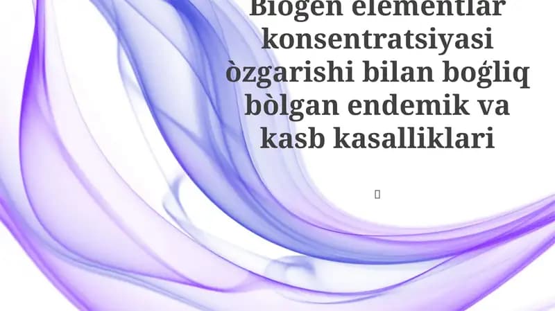 Biogen Elementlarning Tezgarishlari va Kasalliklarning Paydo Bo'lishi