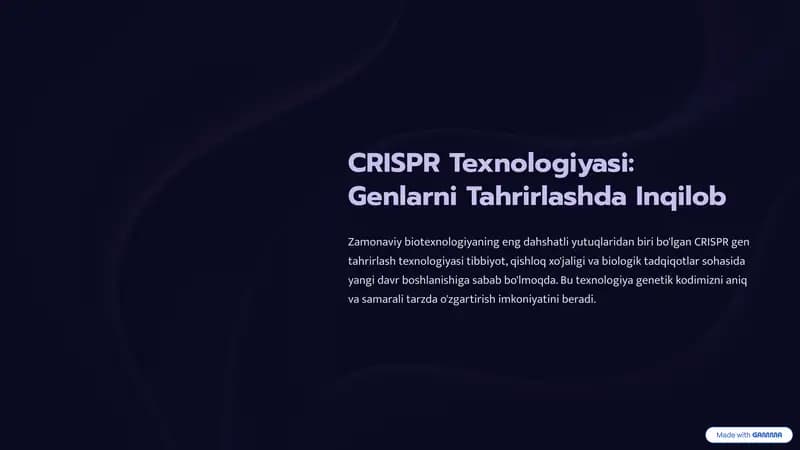 CRISPR Texnologiyasi: Genlarni Tahrirlashda Inqilob