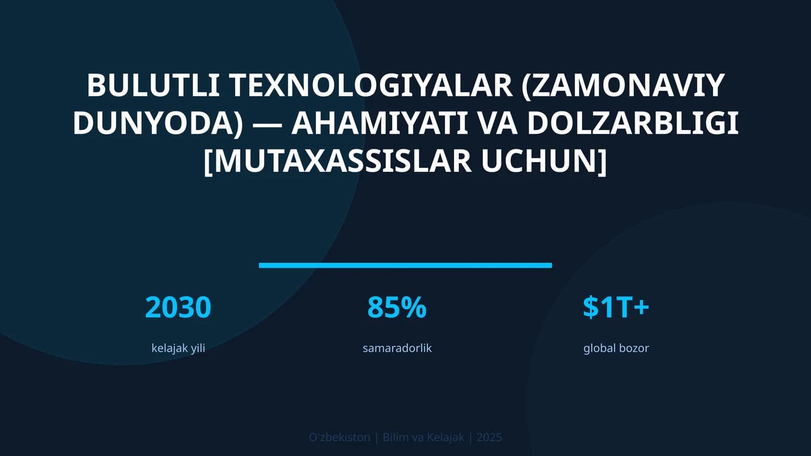 Bulutli texnologiyalar (zamonaviy dunyoda) — ahamiyati va dolzarbligi [mutaxassislar uchun]