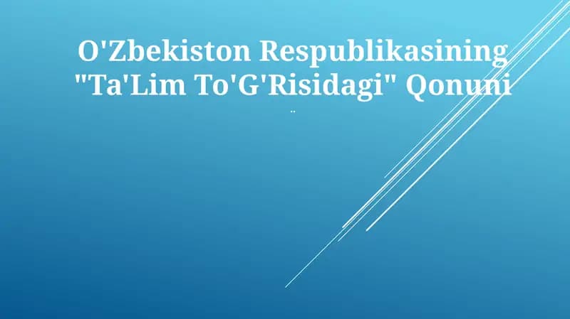 "Ta'Lim To'G'Risidagi" Qonuni
