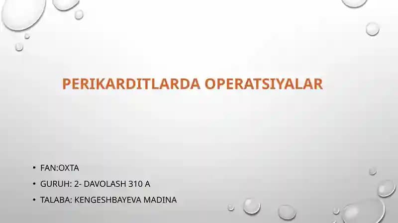 Perikarditlarda operatsiyalar