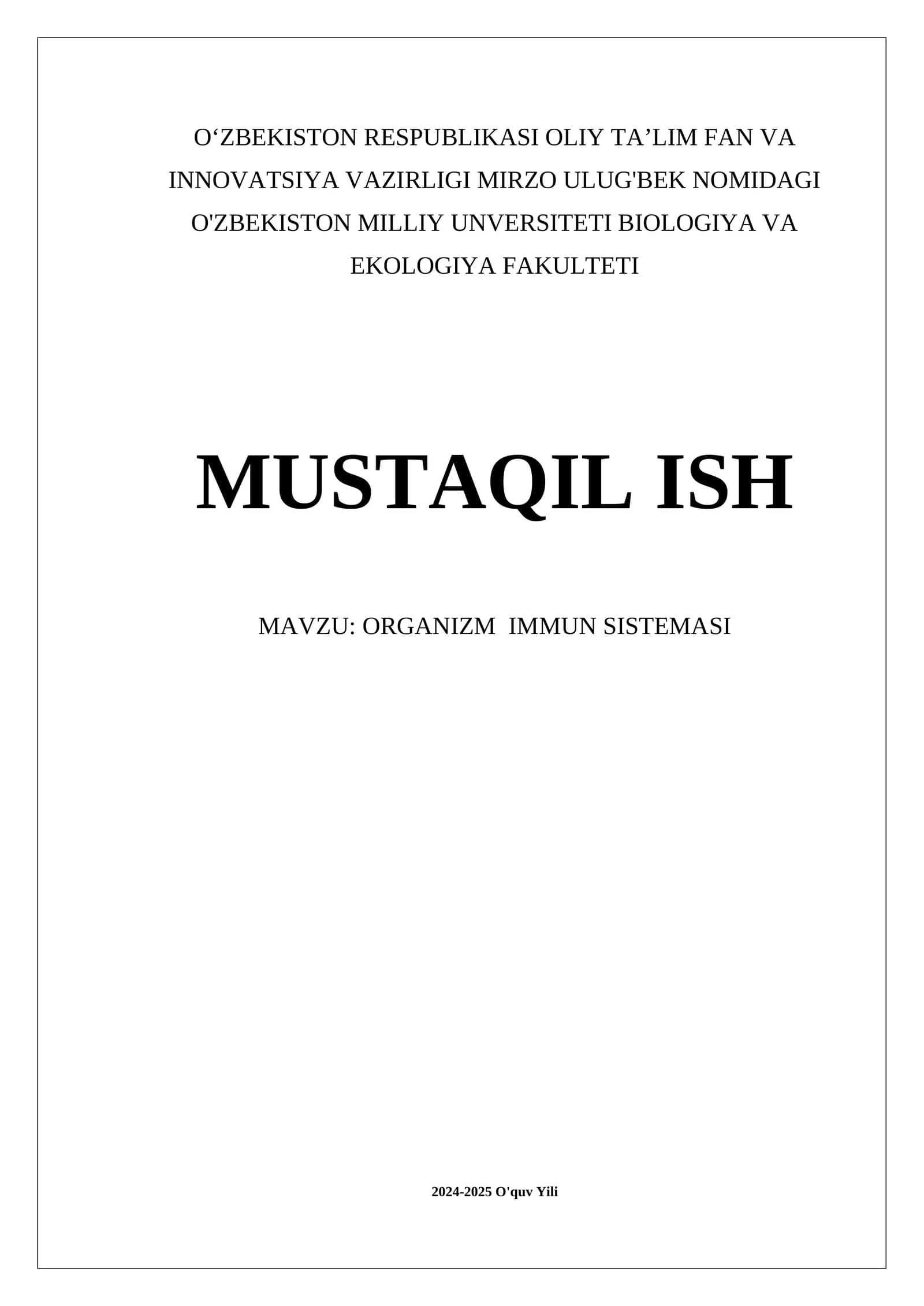 Organizm Immun Sistemasi