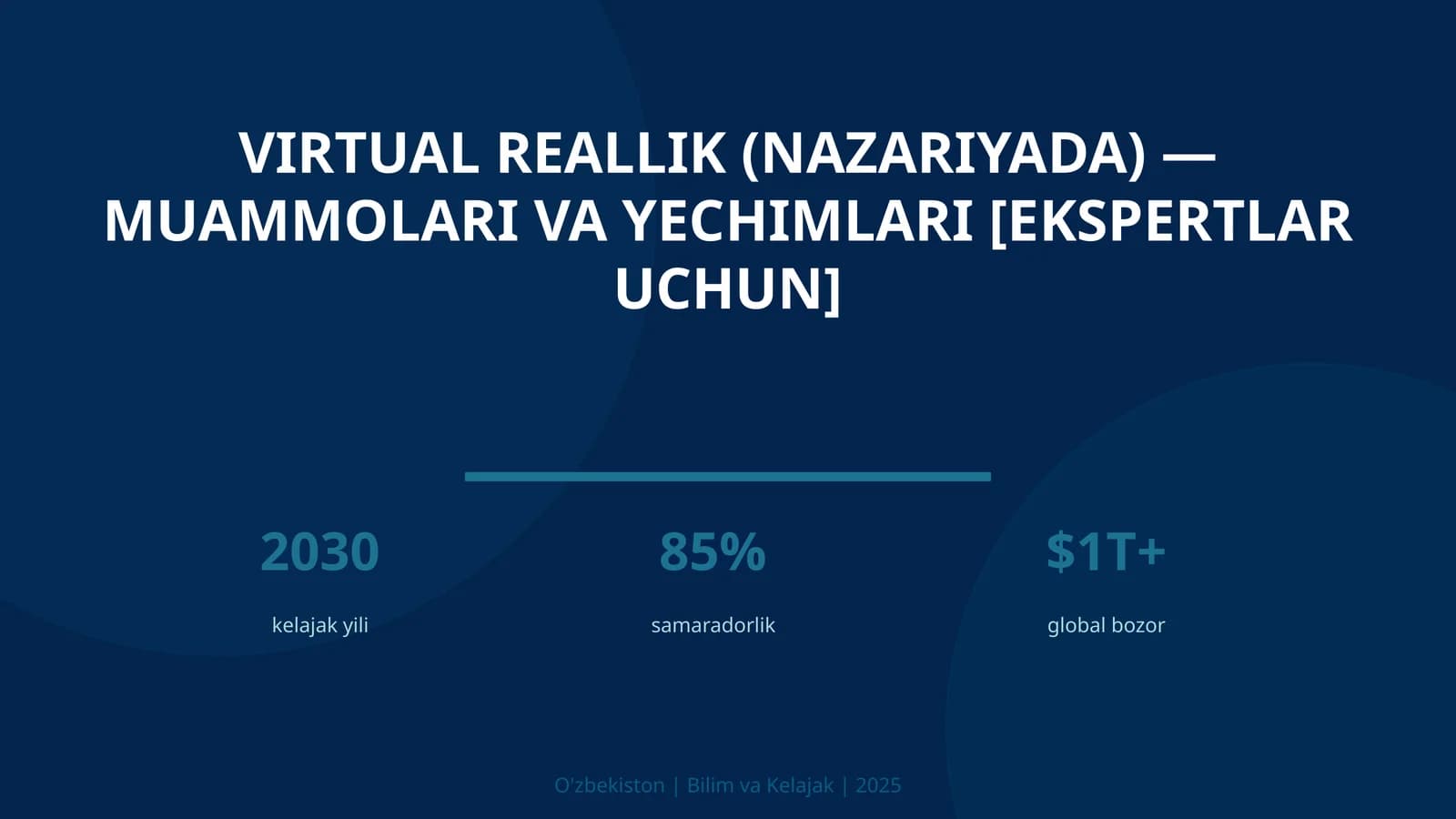 Virtual reallik (nazariyada) — muammolari va yechimlari [ekspertlar uchun]