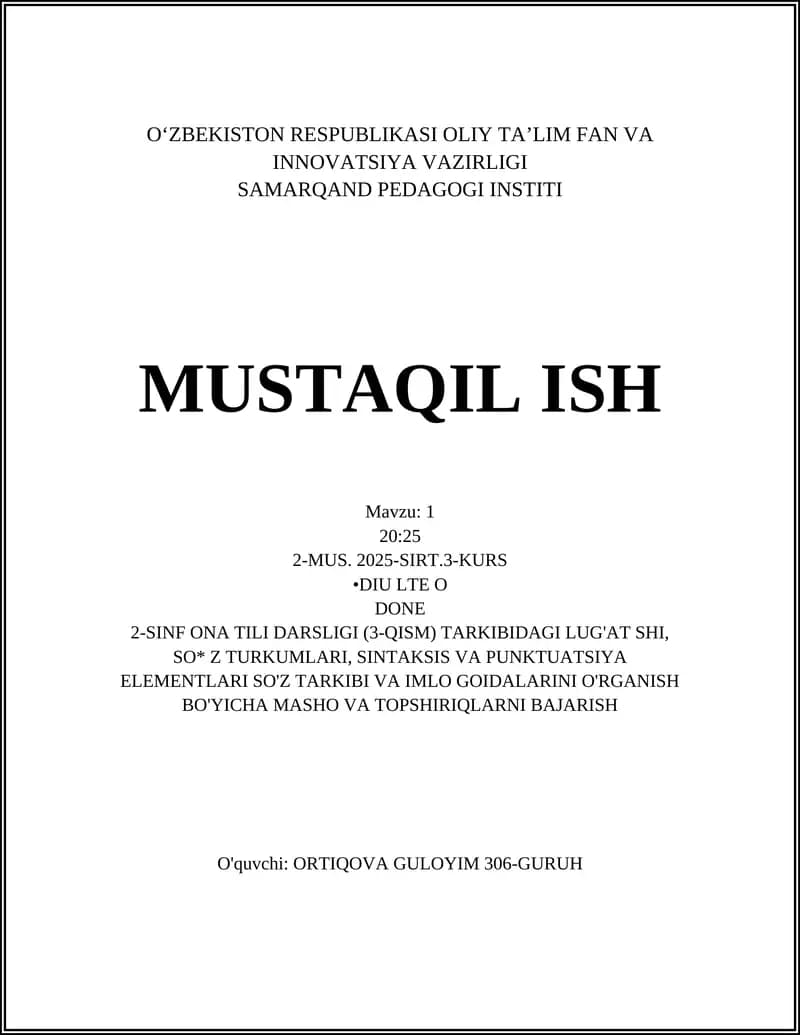 SO'Z TARQIBINI ANIQLASH MASHQLARI