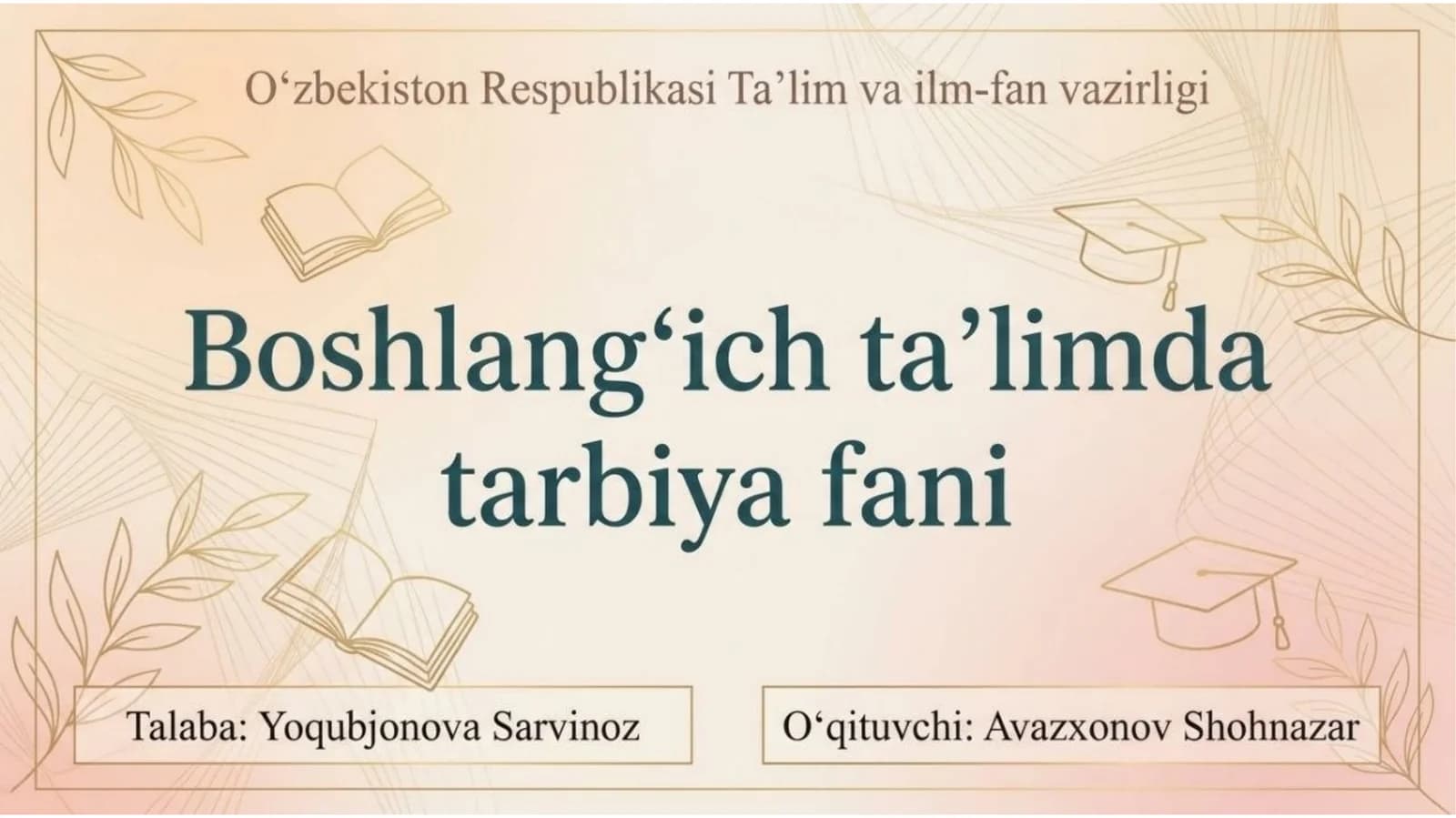 Boshlang'ich ta'limda tarbiya fani