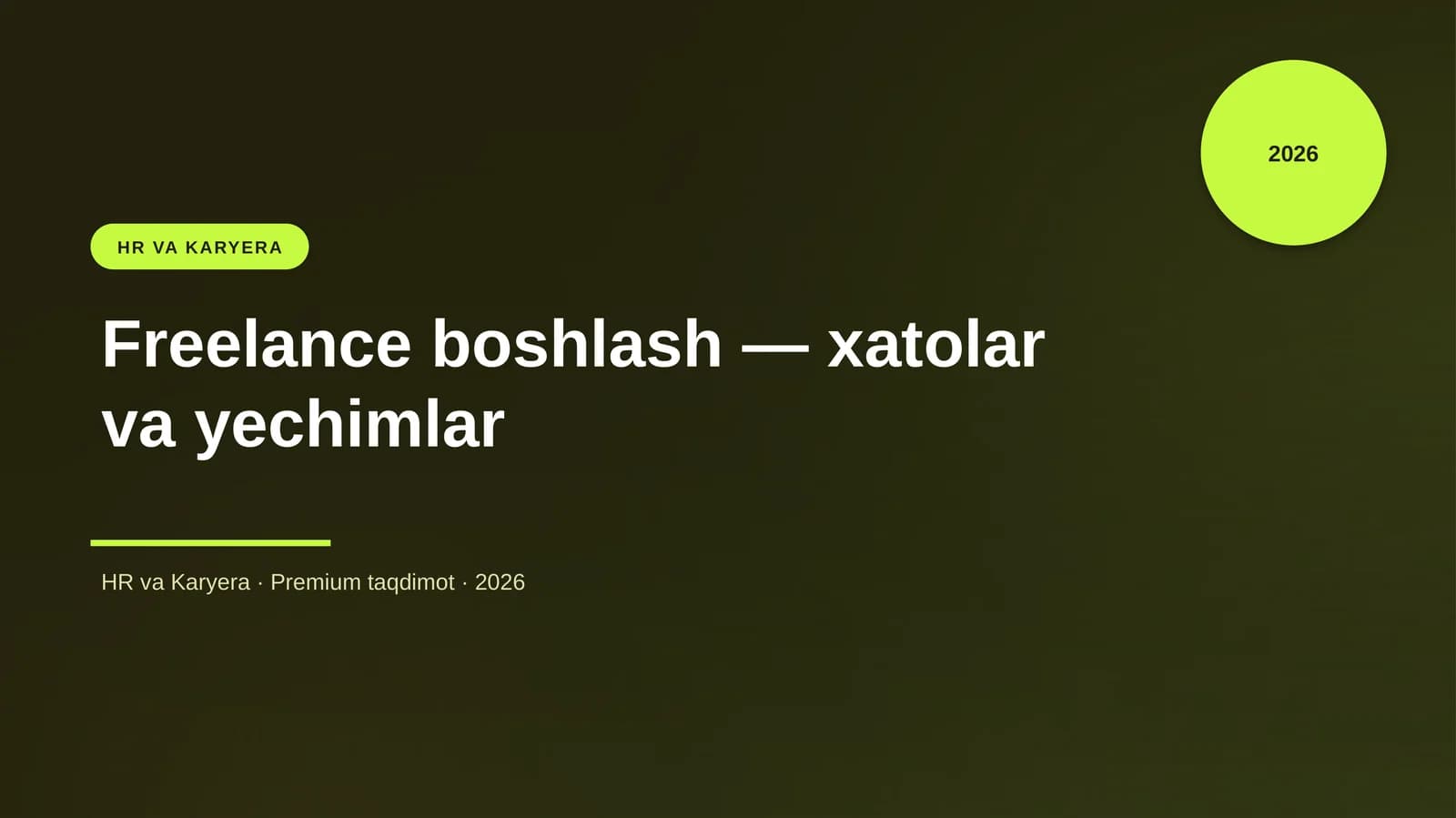 Freelance boshlash — xatolar va yechimlar