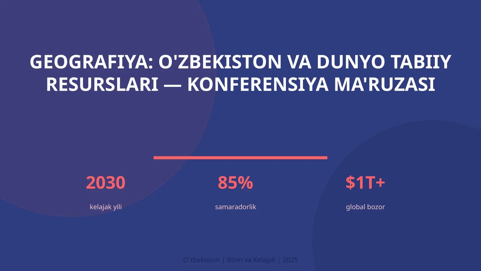 Geografiya: O'zbekiston va dunyo tabiiy resurslari — konferensiya ma'ruzasi