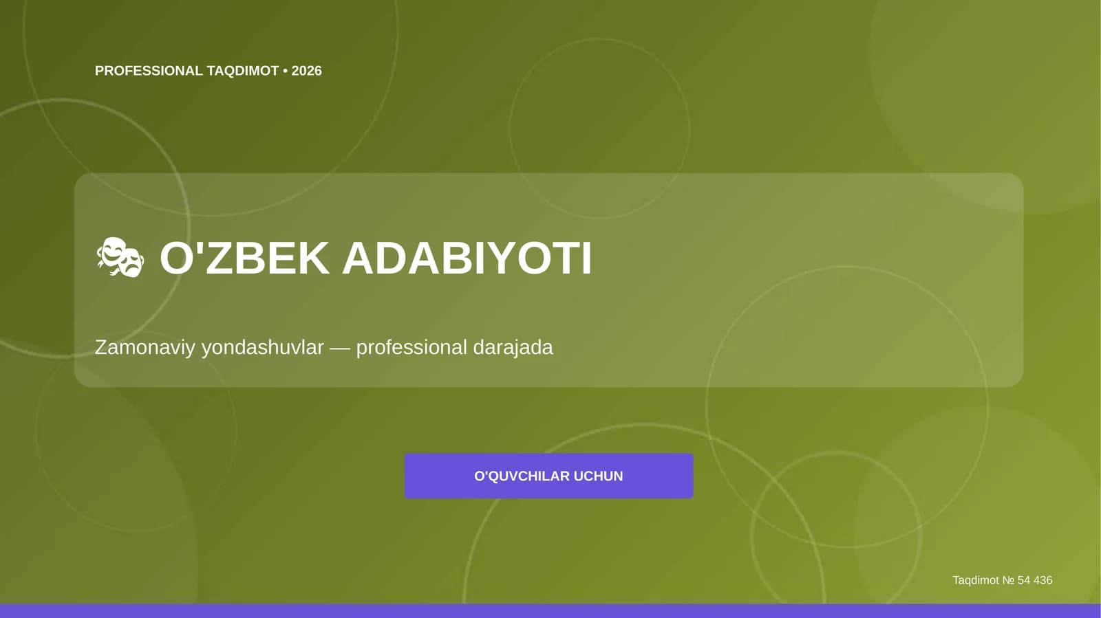 O'zbek adabiyoti: zamonaviy yondashuvlar (professional darajada) [o'quvchilar uchun]