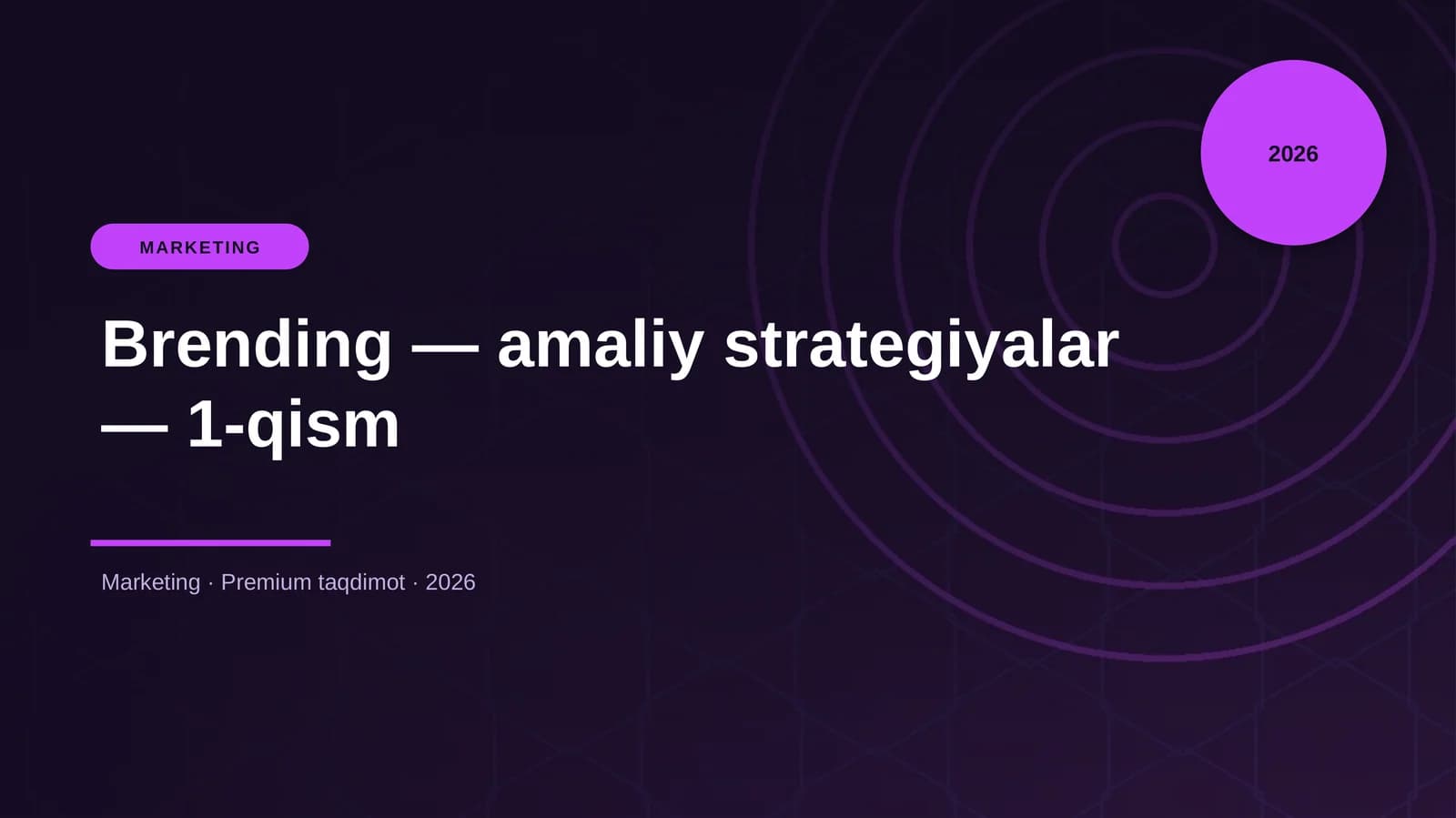 Brending — amaliy strategiyalar — 1-qism