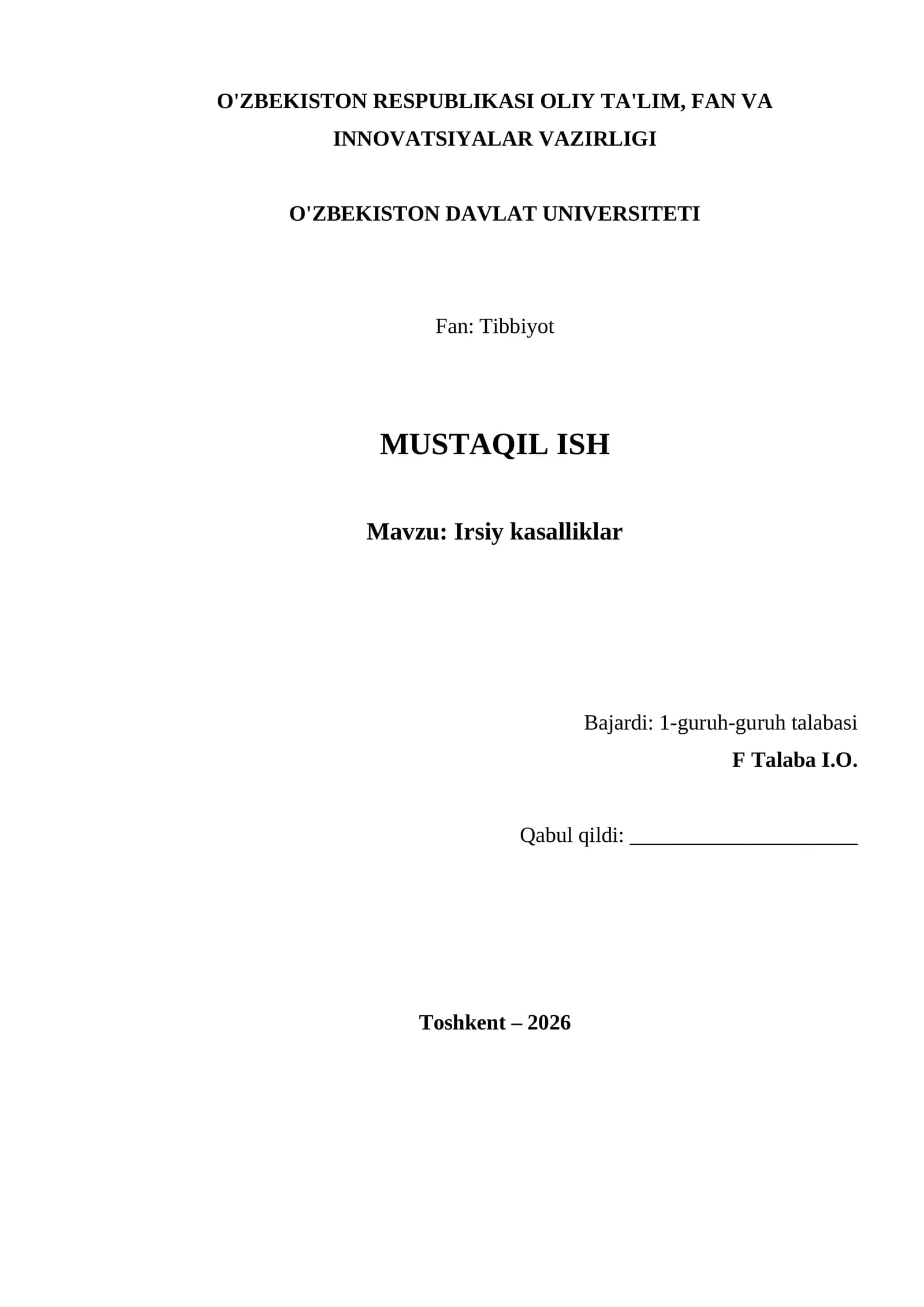 Irsiy kasalliklar