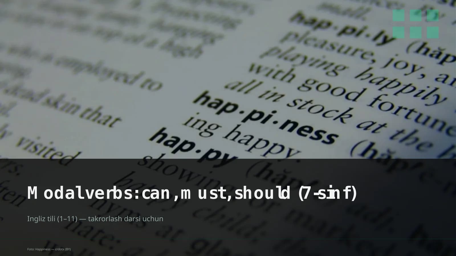 Modal verbs: can, must, should (7-sinf)